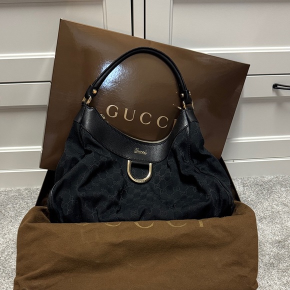Gucci Black Canvas Bag with Gold Accents - Picture 1 of 4